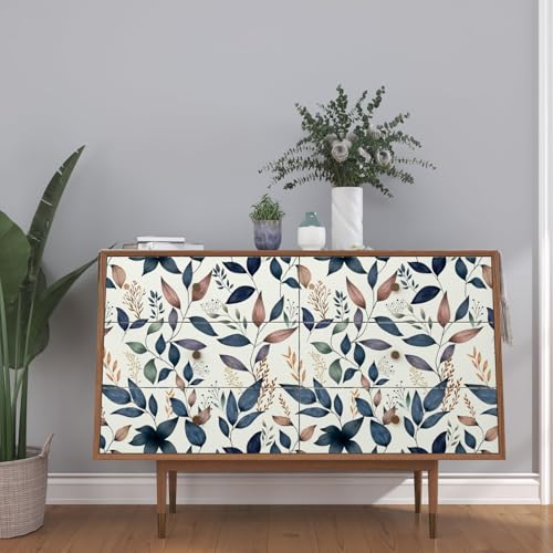 Fvlow Navy Leaf Peel and Stick Wallpaper Floral Wallpaper 17.4" x 118" Dark Blue Leaf Contact Paper Navy Vinyl Wrap Easily Peel Off Self-Adhesive Wall Paper for Bedroom Kitchen Cabinet Bathroom - Image 5