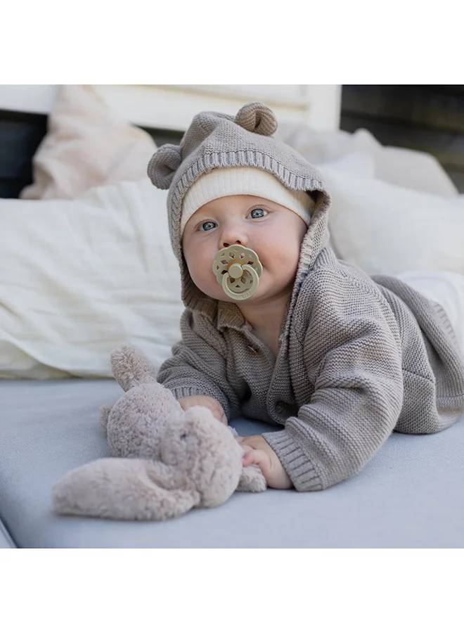 BIBS Baby Pacifier Boheme, Made with Natural Rubber Latex, Round Nipple, Mouth Skin Sensitive, Soft, Flexible, For Babies 6 Months and Above, BPA-free, Ivory/ Sage Colour, Pack of 2, Size 2
