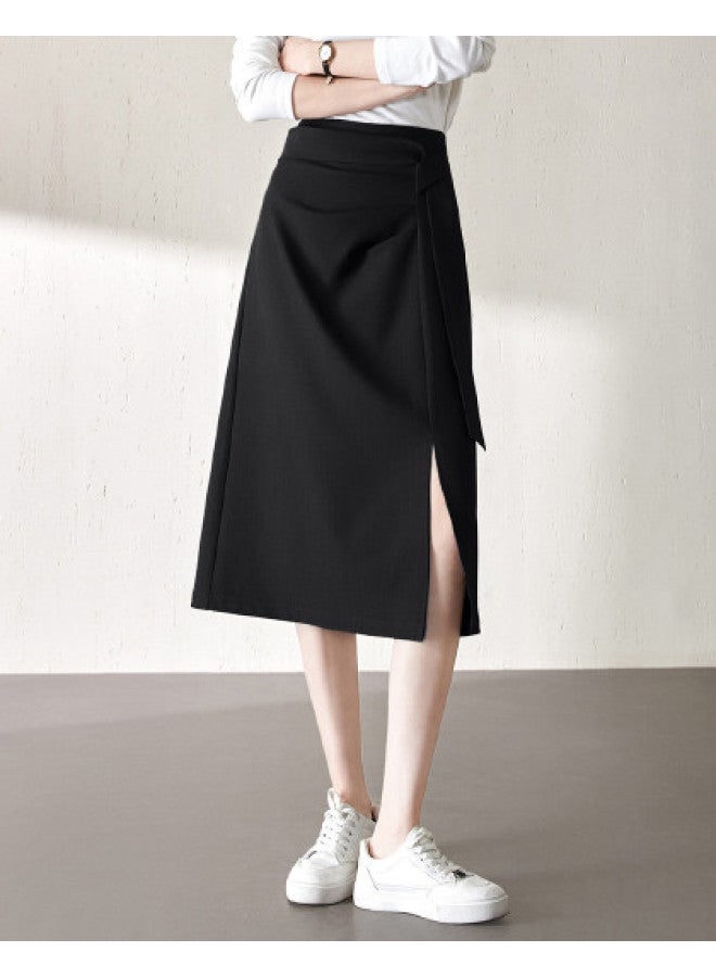 Asymmetrical Slit Slimming Pencil Skirt】spring Elegant Tailored Wrap Skirt - Image 1