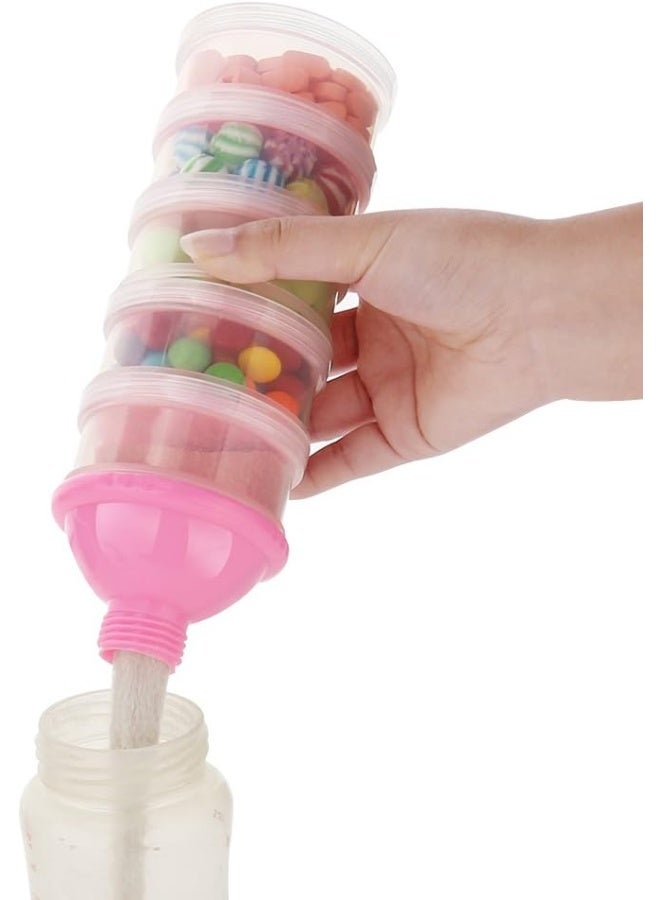 accmor Baby Milk Powder Formula Dispenser, Non-Spill Smart Stackable Baby Feeding Travel Storage Container, BPA Free, 5 Compartments, 2 Pack - Image 5