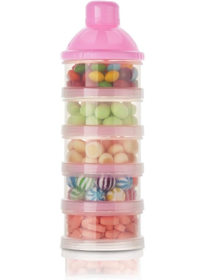 accmor Baby Milk Powder Formula Dispenser, Non-Spill Smart Stackable Baby Feeding Travel Storage Container, BPA Free, 5 Compartments, 2 Pack - Image 4