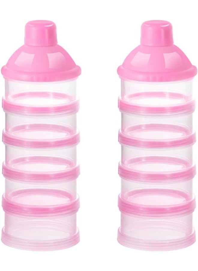 accmor Baby Milk Powder Formula Dispenser, Non-Spill Smart Stackable Baby Feeding Travel Storage Container, BPA Free, 5 Compartments, 2 Pack - Image 1