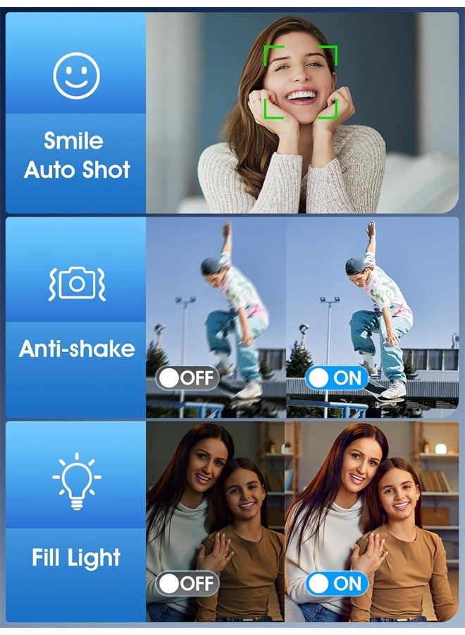 Makrystorm 5K Digital camera, 72MP CCD autofocus camera, WiFi supported video recording camera, suitable for YouTube video creation, equipped with 128GB storage card and flash - the ideal choice for content creators - Image 5