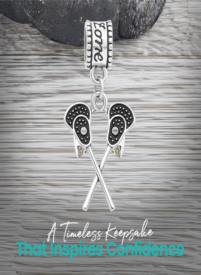 Sportybella Lacrosse Charm Bead - Crossed Sticks Pendant Compatible with Pandora, Biagi, Chamilia, Troll, European Bracelets - Stainless Steel Gift for Players, Coaches, Fans, Team Jewelry - Image 3
