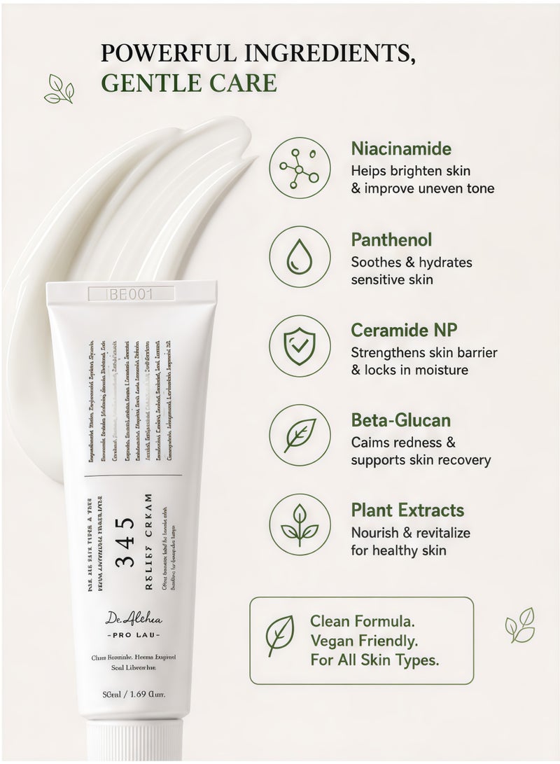 Dr.Althea 345 Relief Cream - Soothing Face Moisturizer with Niacinamide & Panthenol | Blemish Care, Hydration & Redness Relief | Vegan Korean Skincare for All Skin Types | 50ml - Image 4