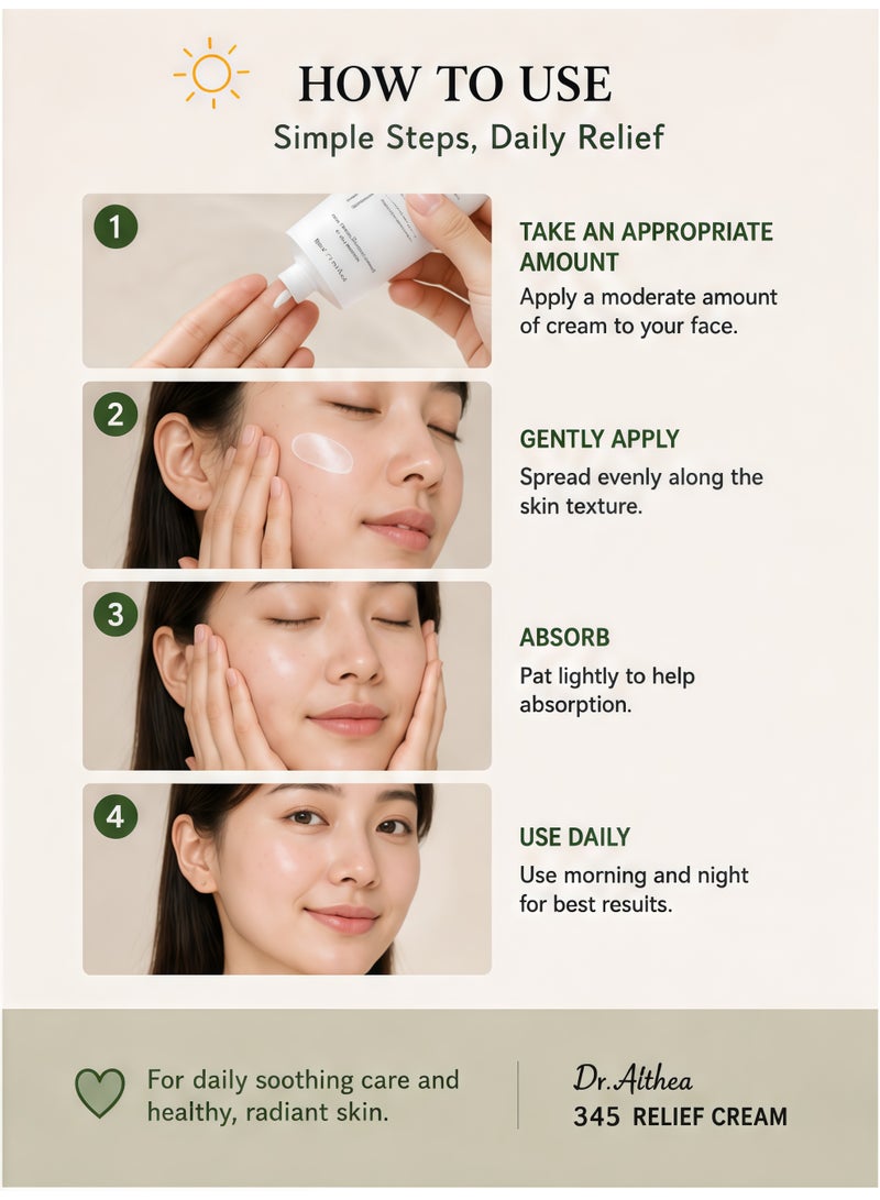 Dr.Althea 345 Relief Cream - Soothing Face Moisturizer with Niacinamide & Panthenol | Blemish Care, Hydration & Redness Relief | Vegan Korean Skincare for All Skin Types | 50ml - Image 5