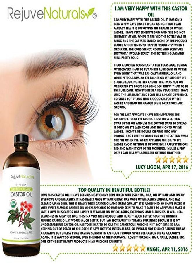 RejuveNaturals - Oil (16Oz Glass Bottle) Usda Certified Organic, 100% Pure, Cold Pressed, Hexane Free. Boost Hair Growth For Hair, Eyelashes & Eyebrows. Natural Dry Skin Moisturizer By Rejuvenaturals - Image 1