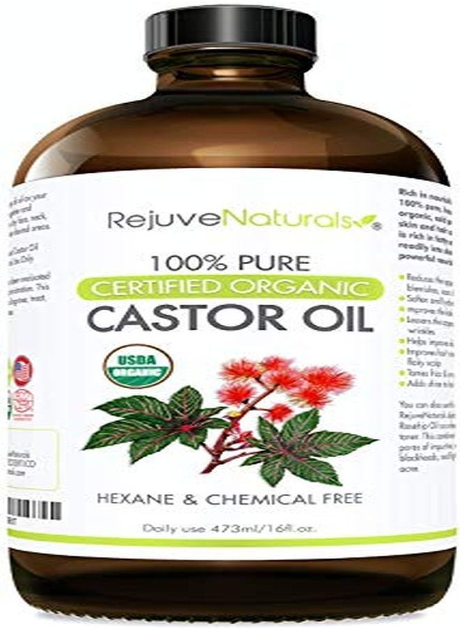 RejuveNaturals - Oil (16Oz Glass Bottle) Usda Certified Organic, 100% Pure, Cold Pressed, Hexane Free. Boost Hair Growth For Hair, Eyelashes & Eyebrows. Natural Dry Skin Moisturizer By Rejuvenaturals - Image 1