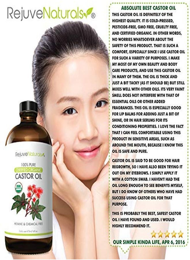 RejuveNaturals - Oil (16Oz Glass Bottle) Usda Certified Organic, 100% Pure, Cold Pressed, Hexane Free. Boost Hair Growth For Hair, Eyelashes & Eyebrows. Natural Dry Skin Moisturizer By Rejuvenaturals - Image 1