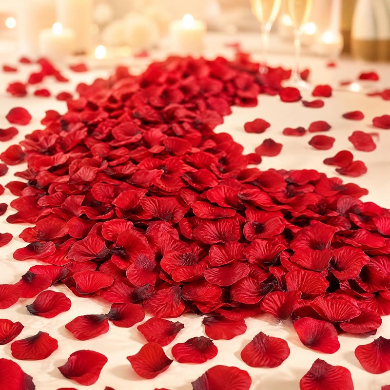 DomeStar Artificial Flower Petals 2000PCS Fake Rose Petals Fabric Petals Silk Red Rose Petals for Romantic Night Wedding Valentines - Image 1