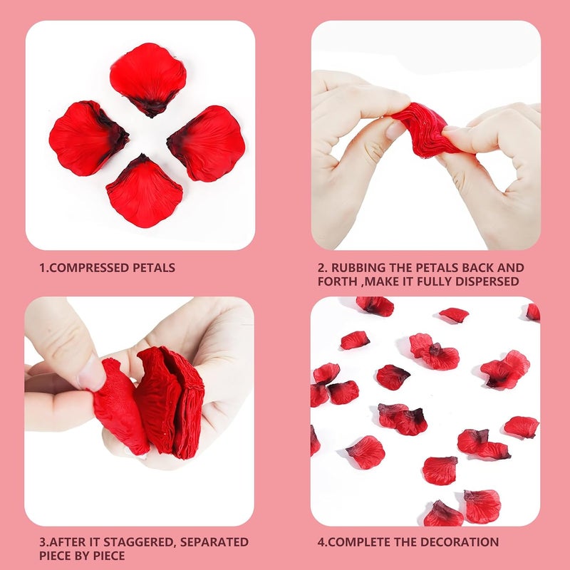 DomeStar Artificial Flower Petals 2000PCS Fake Rose Petals Fabric Petals Silk Red Rose Petals for Romantic Night Wedding Valentines - Image 4