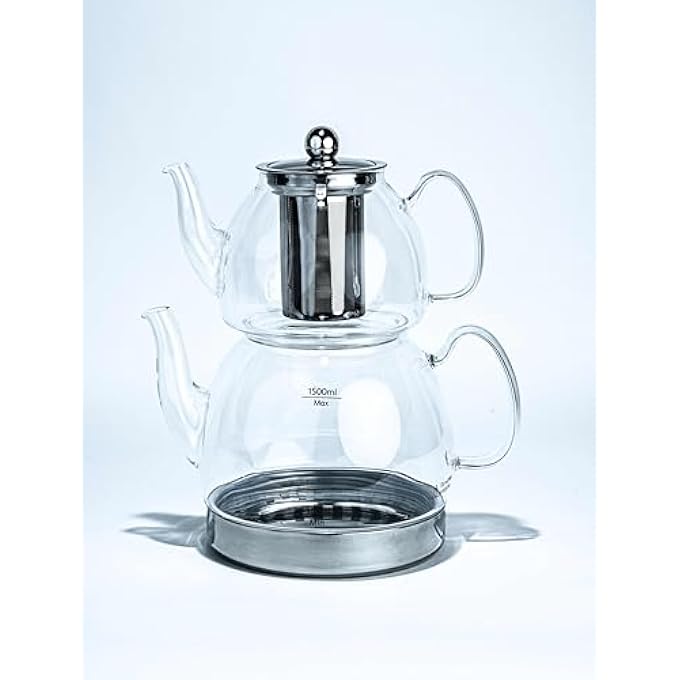 TALIONA Crown Glass Double Tea Pot 6001500 Ml Capacity - Image 3