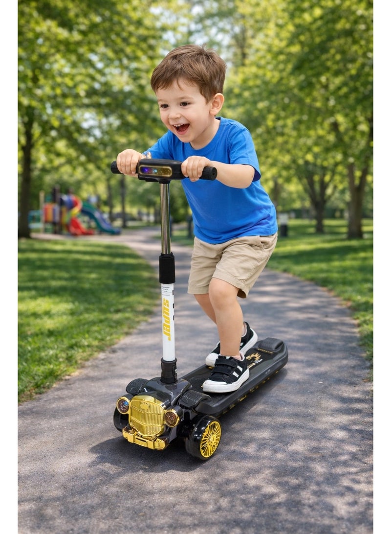 Kids 3-Wheel Scooter with LED Lights & Music – Adjustable Height Steering Scooter for Children – Strong Build with Rear Brake - Image 2