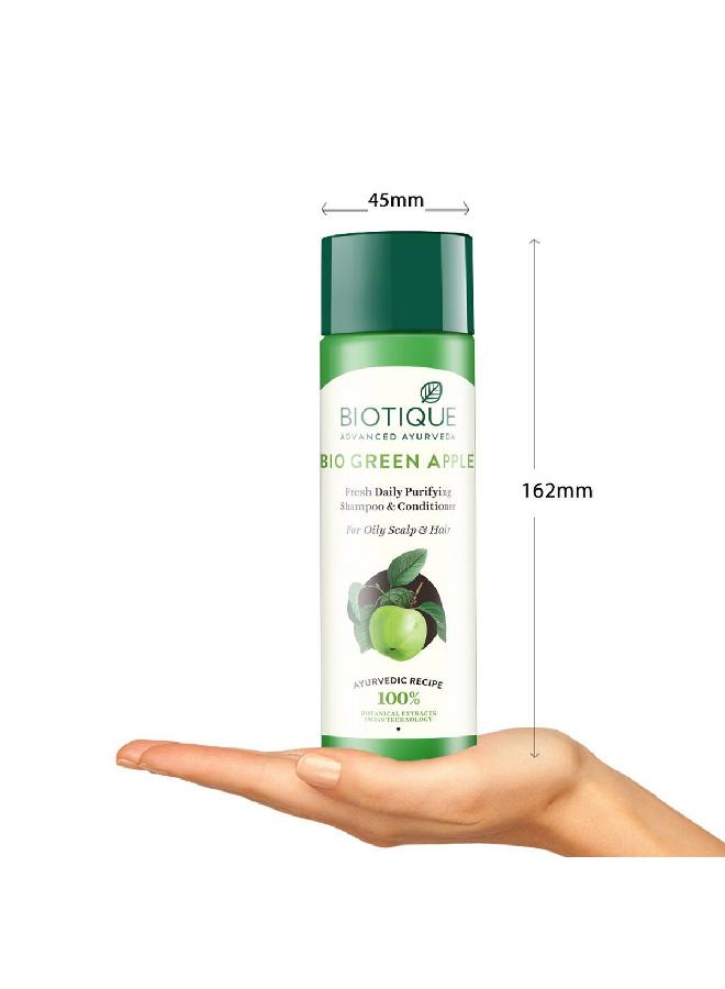 Biotique Green Apple Shine & Gloss Shampoo & Conditioner For Glossy Healthy Hair 190 Ml - Image 3