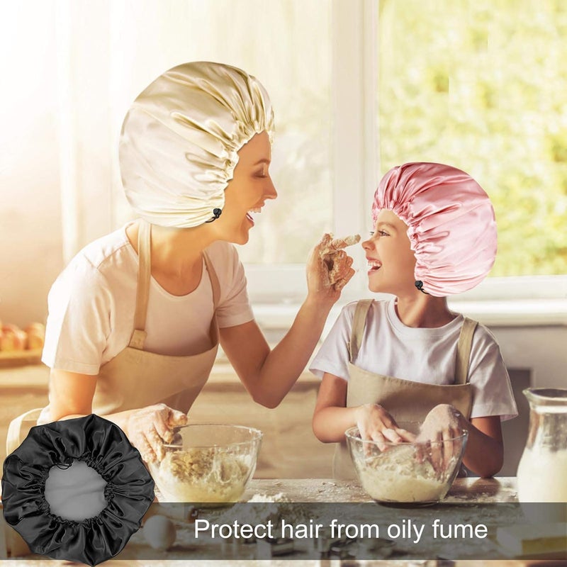 RAMNATH IMPEX RAMNATH ShoWer Cap For Women Men 3PCS Shower Caps For Women Shower Cap Reusable Shower Cap Long Hair Bonnet Set For Kids With Black Gold Pink Bath Cap PinkBlue - Image 4