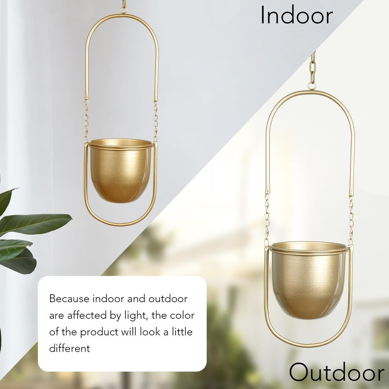 AceList Boho Hanging Planter for Indoor Plants - Set of 2 Gold Metal Wall Planter 5.7Inch with Hooks and Chins, Plant Hanger Decor for Window and Patio - Suitable for Hanging Plants Decor - Image 3