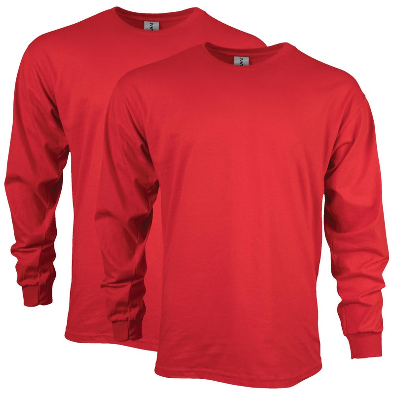 Gildan Mens Ultra Cotton Long Sleeve TShirt Style G2400 Multipack Red 2Pack Small - Image 2