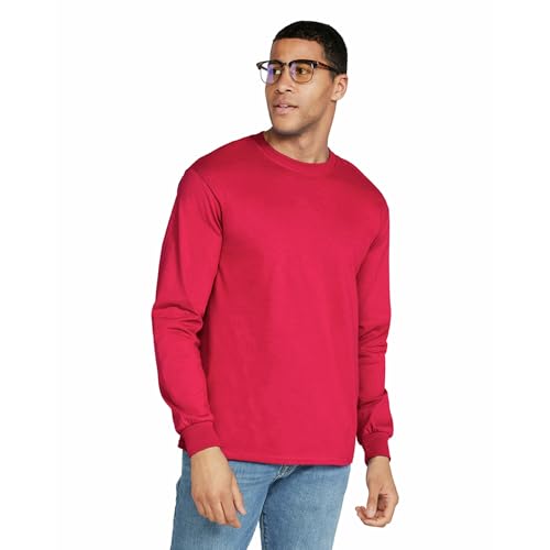 Gildan Mens Ultra Cotton Long Sleeve TShirt Style G2400 Multipack Red 2Pack Small - Image 3