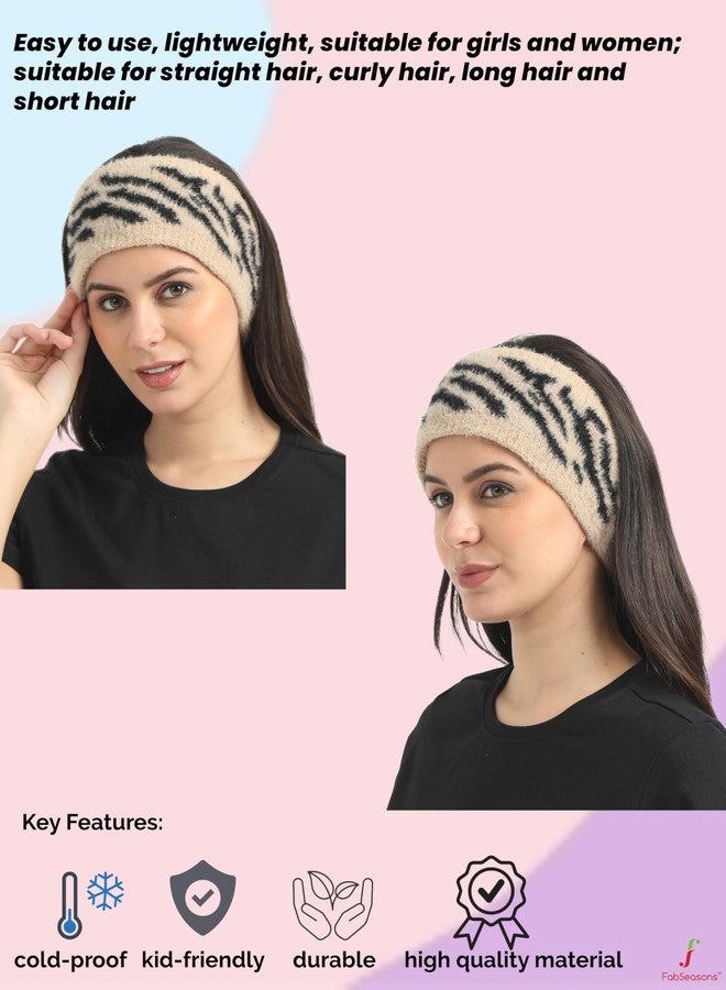 FabSeasons Acrylic Woolen Skull Stretch headband/ear warmer/cap/Hair Accessory for women & Girls for winters, has faux fur lining inside - Image 4