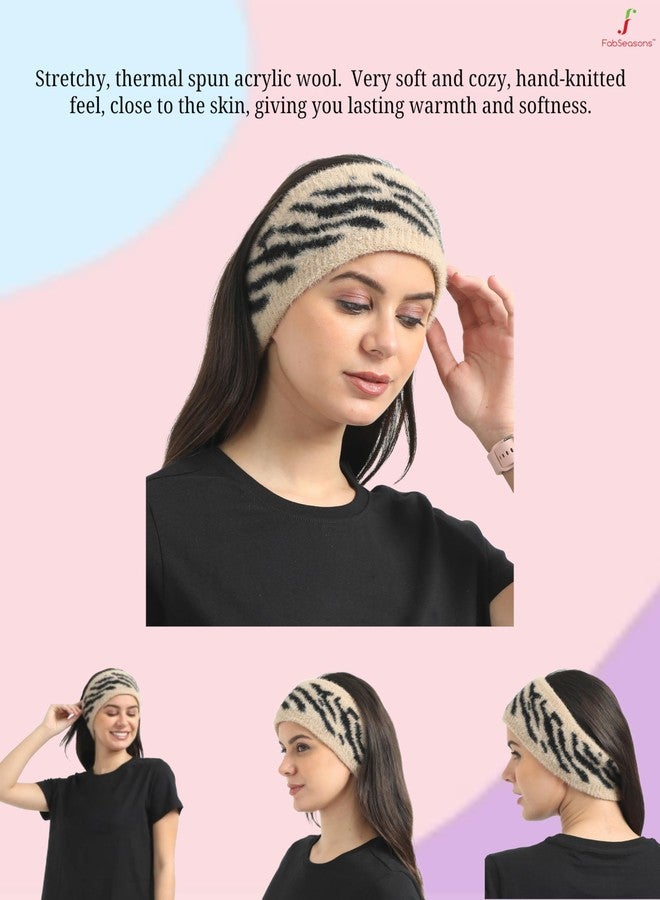 FabSeasons Acrylic Woolen Skull Stretch headband/ear warmer/cap/Hair Accessory for women & Girls for winters, has faux fur lining inside - Image 5