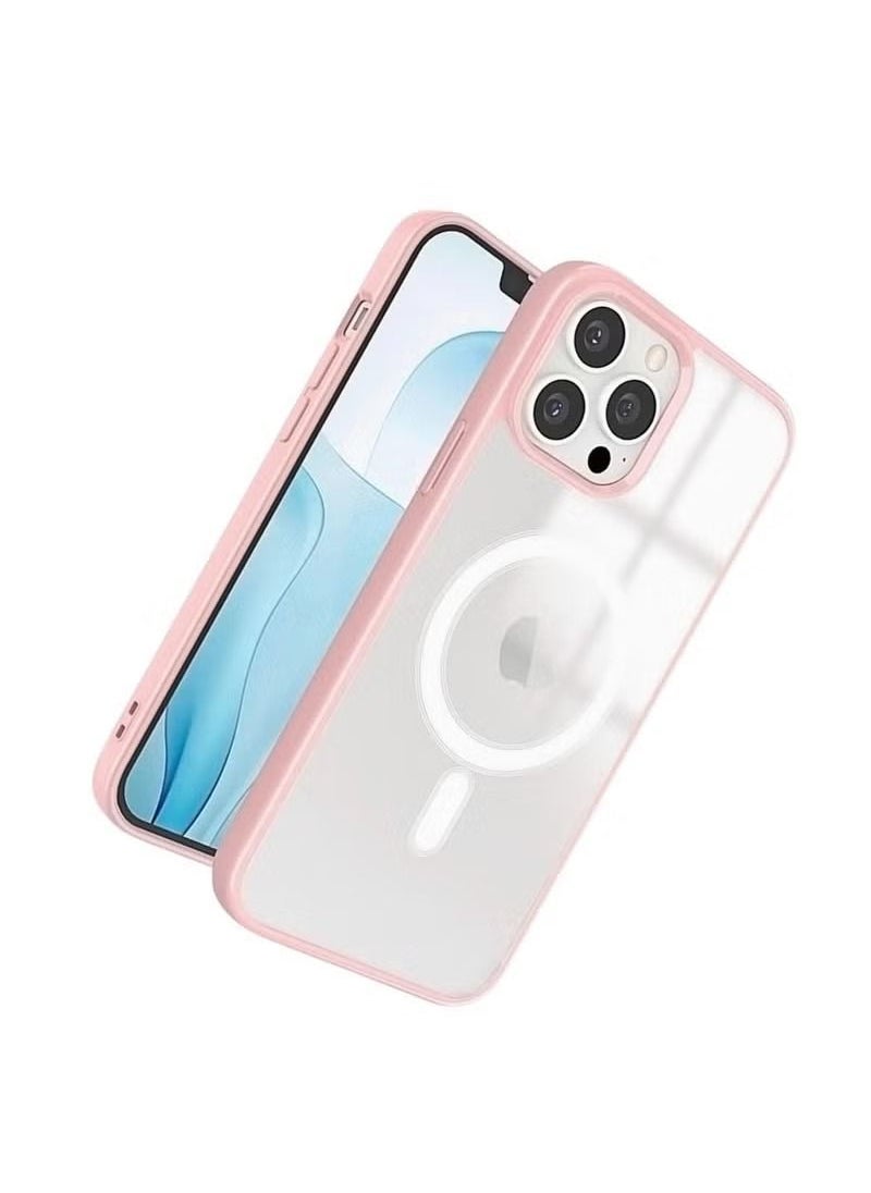 vesus - Magsafe Wireless Charging Case for Apple iPhone 13 Promax Clear/Pink - Image 1