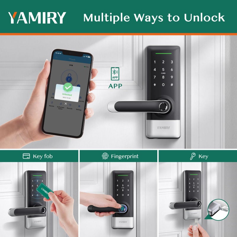 Yamiry Smart Door Lock, Yamiry Smart Door Handle, Biometric Fingerprint Door Lock, Keyless Entry Door Lock with Handle, Electronic Door Lock, Code Door Lock with Keypad - Image 2