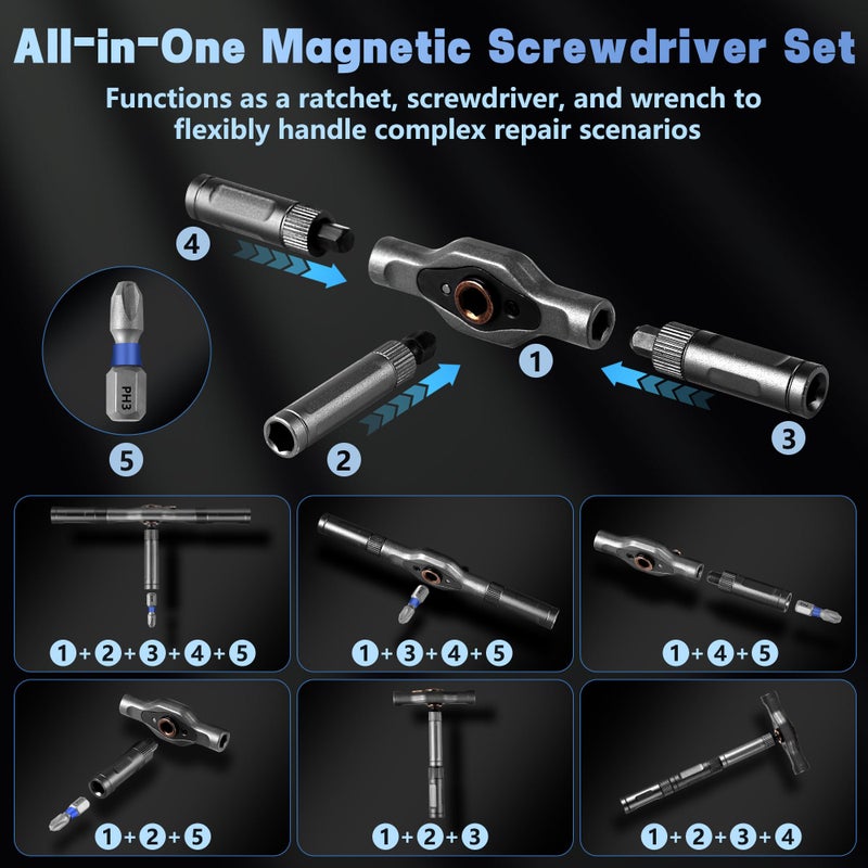 GETLMUL 42 in 1 Magnetic Screwdriver Set with Ratcheting Handle | Professional Repair Tool Kit for Electronics, Furniture, Bicycles & DIY Projects - Image 5