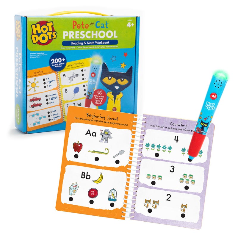 Educational Insights Hot Dots Pete The Cat Preschool Reading  Math  Preschool Learning Activities for Kids Ages 4 - Image 1