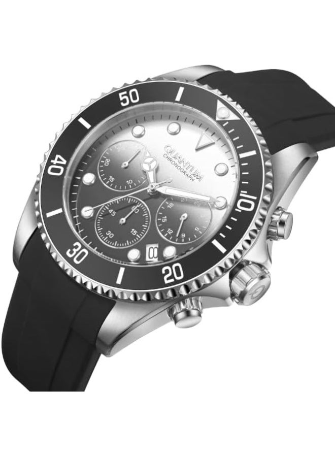 QUANTUM Men's Watch, Chronograph Display and Silicone Strap - PWG1099.351, Black - Image 2
