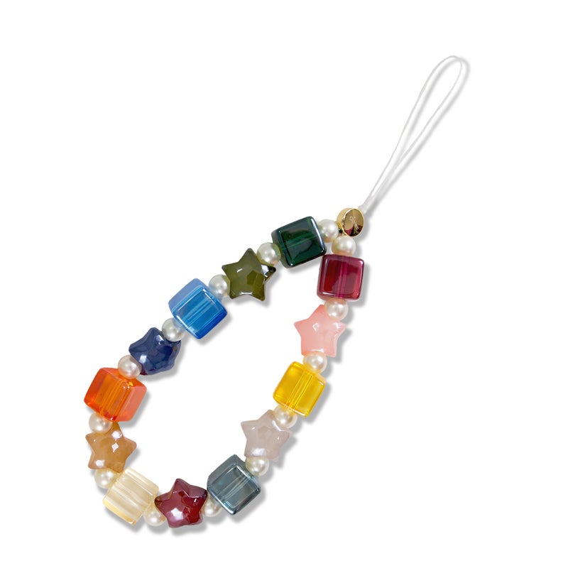 Sonix Beaded Phone Charm - Universal Wrist Strap for Cell Phone, Keys, AirPods, Keychains, Bag Charms | Stars and Pearls - Image 1