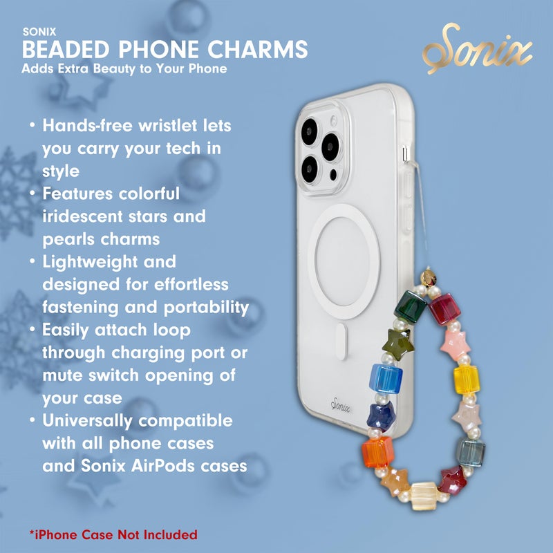 Sonix Beaded Phone Charm - Universal Wrist Strap for Cell Phone, Keys, AirPods, Keychains, Bag Charms | Stars and Pearls - Image 4
