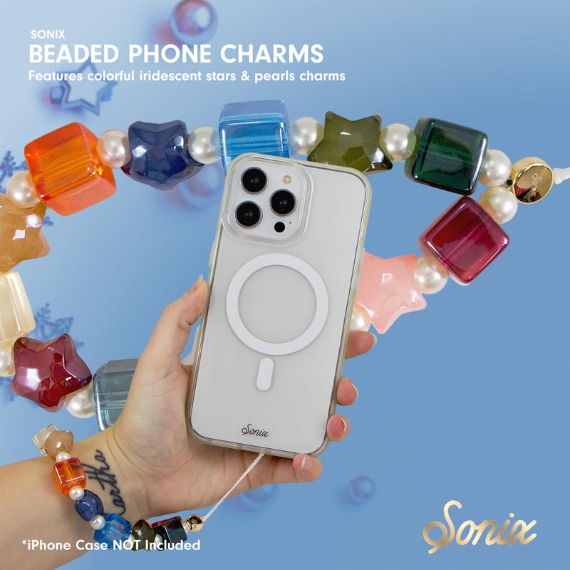 Sonix Beaded Phone Charm - Universal Wrist Strap for Cell Phone, Keys, AirPods, Keychains, Bag Charms | Stars and Pearls - Image 3