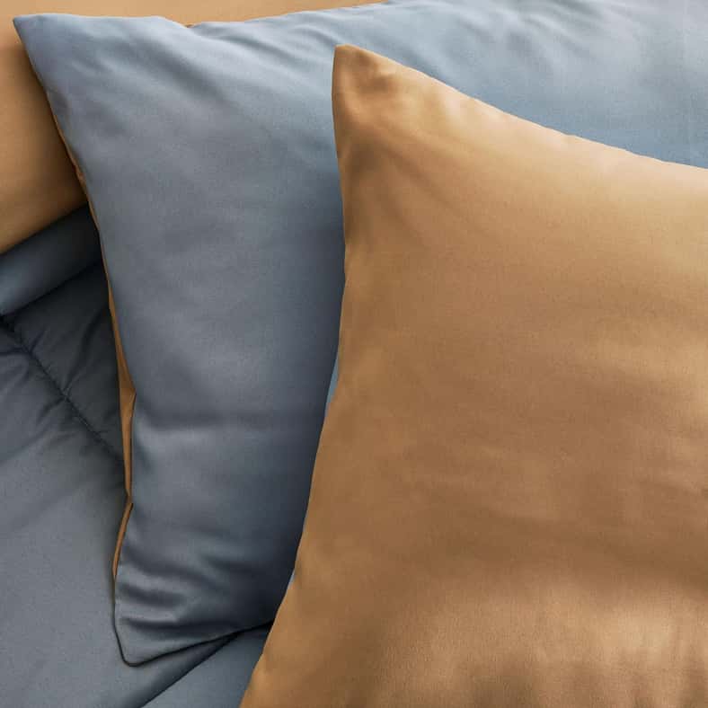 Pan Home طقم لحاف عكسي مكون من 3 قطع - أزرق معدني وخردل - Image 5