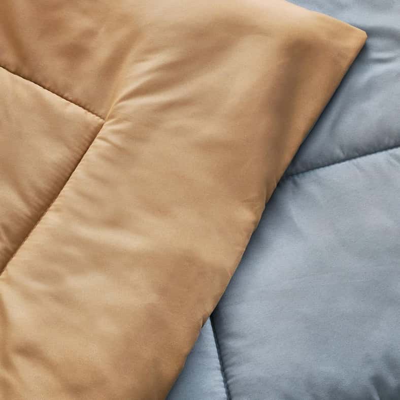 Pan Home طقم لحاف عكسي مكون من 3 قطع - أزرق معدني وخردل - Image 3