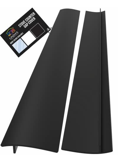 Linda's Essentials Lindas Essentials Silicone Stove Gap Covers 2 Pack Heat Resistant Oven Gap Filler Seals Gaps Between Stovetop and Counter Easy to Clean Stove Gap Guard 25 Inches Black 