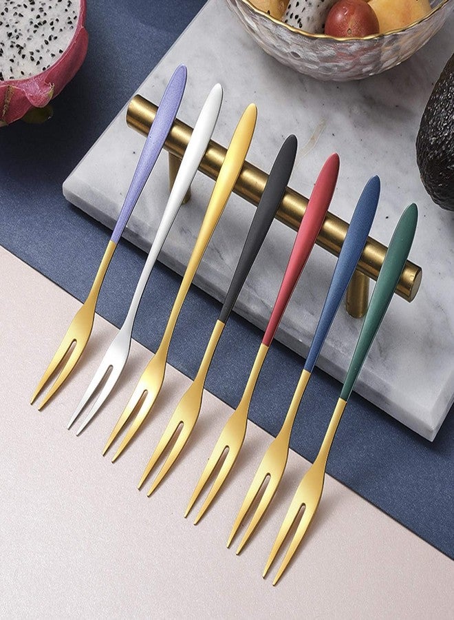 BGVM 5PCS Gold Stainless Steel Fruit Forks, Appetizer Forks, Dessert Forks, Salad Forks – Food Grade Polished Tasting Forks for Party, Dining, and Travel - Image 5
