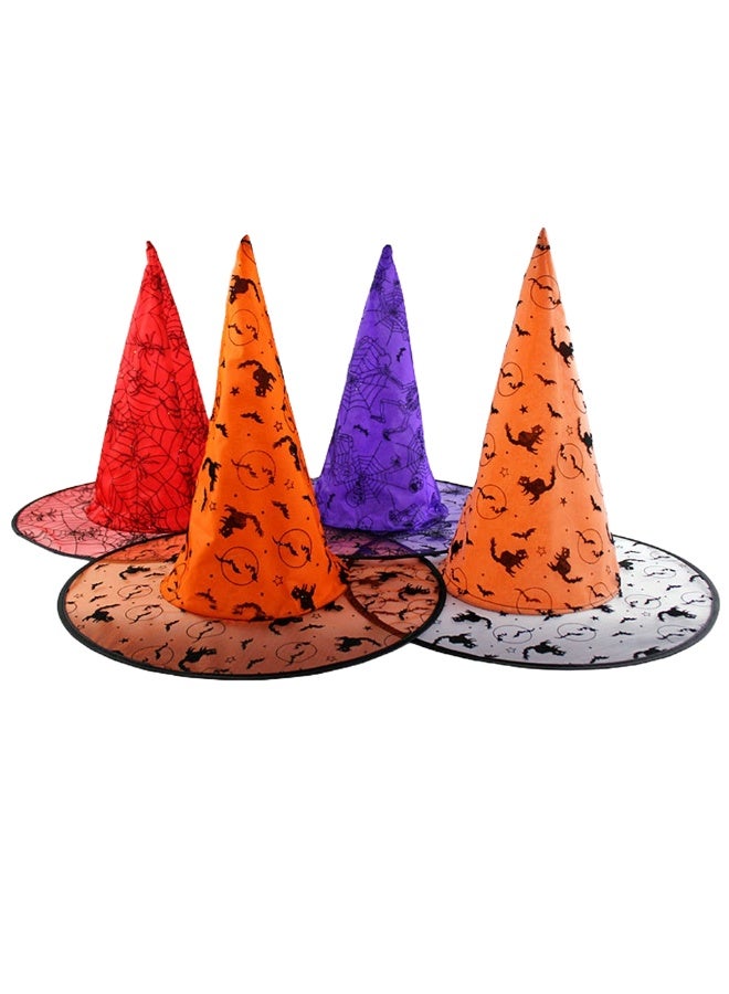 Halloween Ball Party Hats: Witch Hat, Wizard Hat, Veil Hat, Printed Pumpkin Hat, Black Pointed Hat - Image 2
