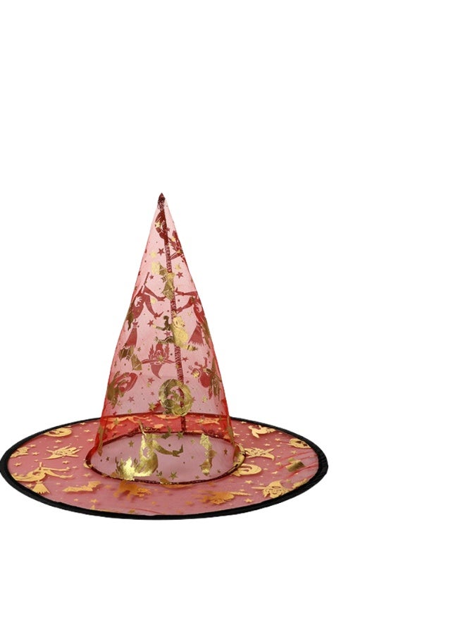 Halloween Ball Party Hats: Witch Hat, Wizard Hat, Veil Hat, Printed Pumpkin Hat, Black Pointed Hat - Image 1
