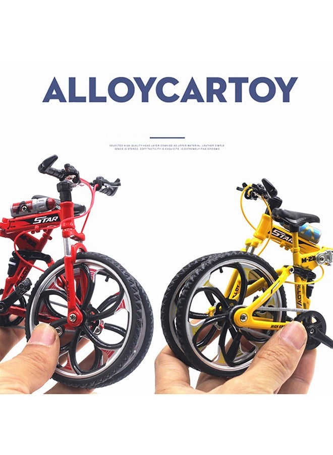 Alloy Mini Bicycle Toy,Folding Bicycle Model, Finger Mountain Bike Racing Toy for Collections (Bent Handlebar Racing Bike Black) Bent Handlebar Racing Bike Black - Image 5