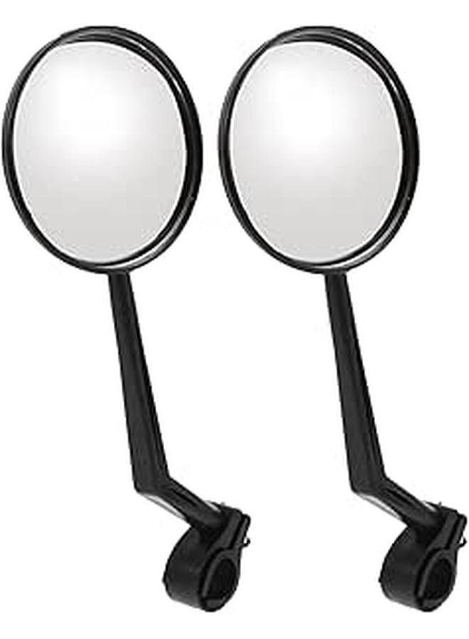 2Pcs Universal Black Scooter Rearview Mirrors 360 Degree Rotatable Convex Bike Handlebar Accessories - Image 1