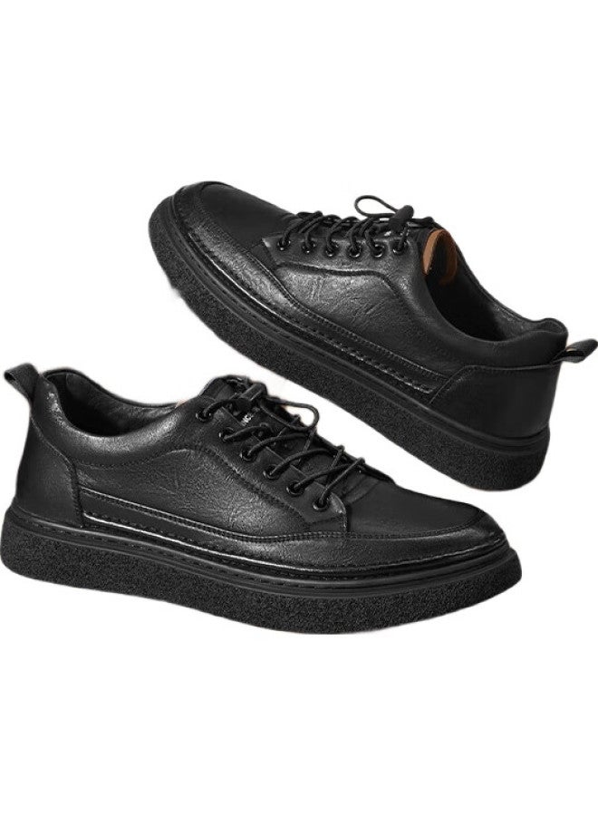 RED DRAGONFLY Hongqingting Men'S Shoes, Spring And Autumn Casual Leather Shoes, Men'S Sneakers, Trendy Thick-Soled Outdoor Sports Shoes, Wta14154, Black, Size 44 - Image 2