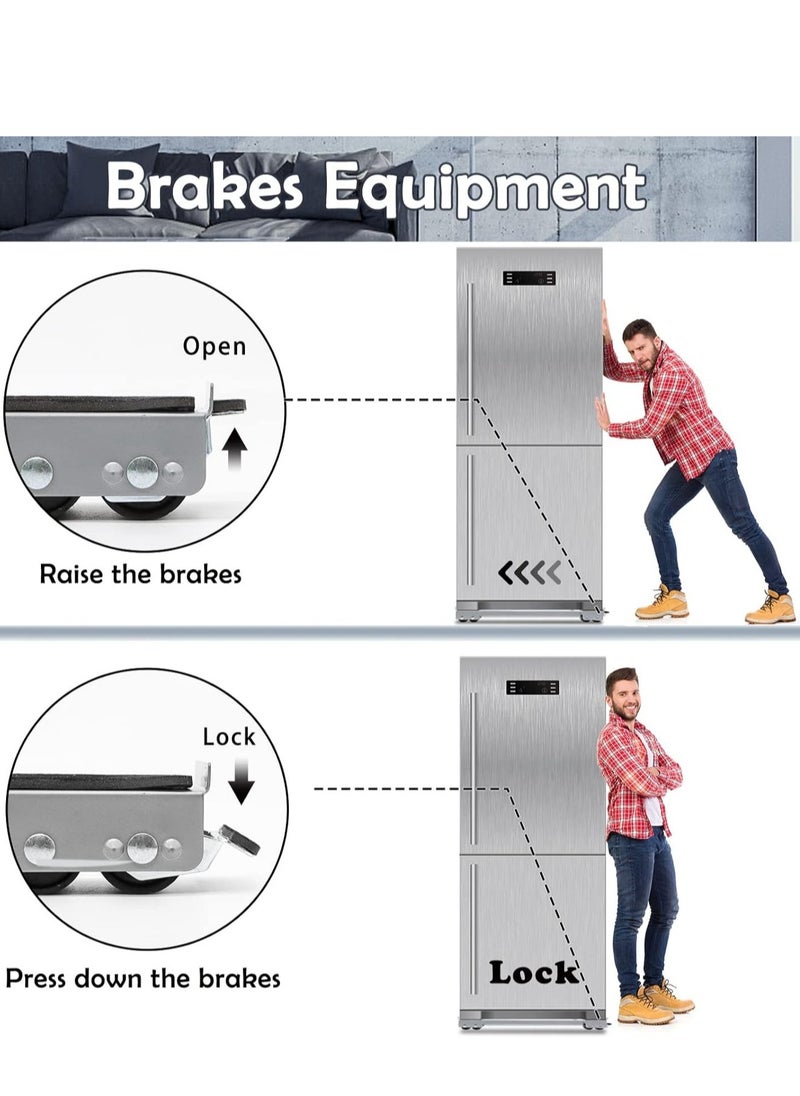 ماركة غير محددة - Universal Extendable Furniture Appliance Rollers (4 Pack) – Heavy-Duty Mover Tools with 24 Rollers  Brakes, Strong Base for Washing Machines, Refrigerators, Dryers, Grey - Image 1