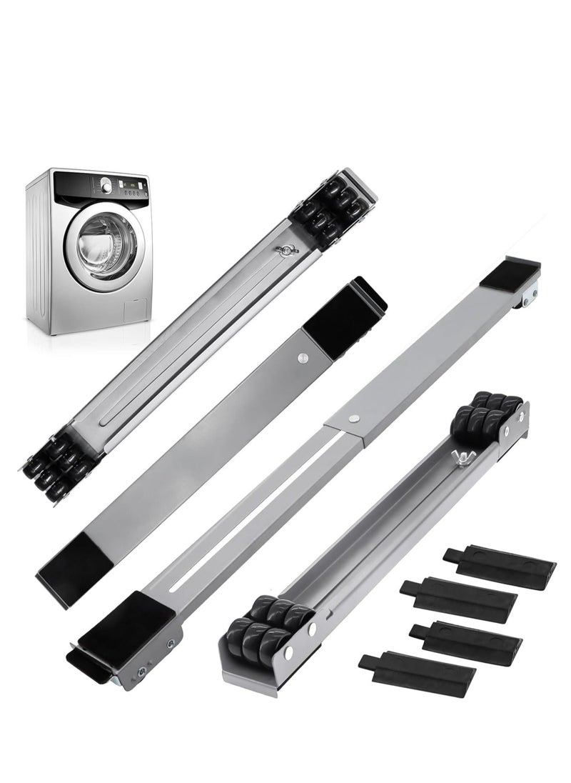 ماركة غير محددة - Universal Extendable Furniture Appliance Rollers (4 Pack) – Heavy-Duty Mover Tools with 24 Rollers  Brakes, Strong Base for Washing Machines, Refrigerators, Dryers, Grey - Image 1