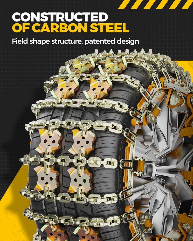 KYX Adjustable Universal Emergency Snow Chains for Car/SUV/Pickup Trucks, 8 Pcs, Alloy Steel - Image 2