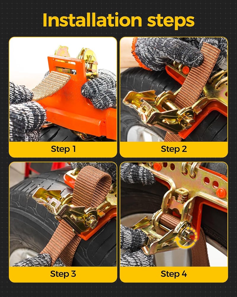 KYX Adjustable Universal Emergency Snow Chains for Car/SUV/Pickup Trucks, 8 Pcs, Alloy Steel - Image 4