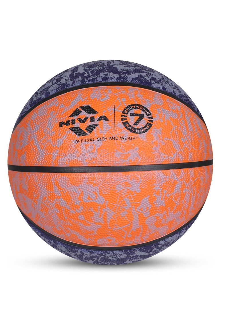 Nivia Graffiti Moulded Basketball | Size: 7 | Material: Rubber | Suitable for Hard Surface | Ideal for Intermediate, Training, Competition | Machine Stitched | Butyl Bladders - Image 5