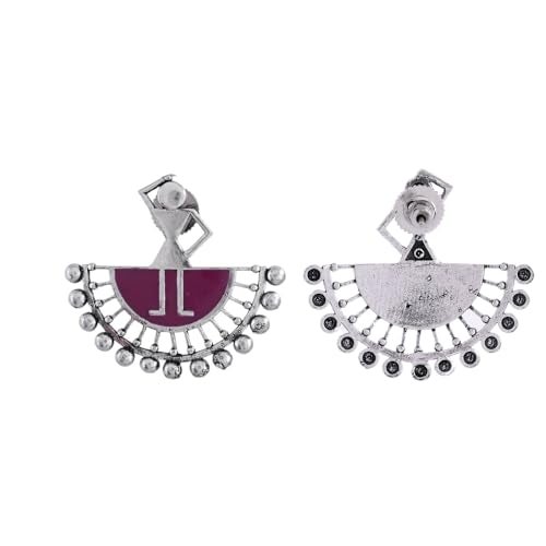 Voylla Warli Show Me Your Thumka Oxidised Stud Earrings for Women Enamel Ethnic Earrings Womens Day Gift for Her Tribal Inspired Statement Studs - Image 5