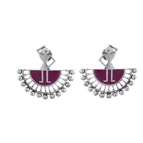 Voylla Warli Show Me Your Thumka Oxidised Stud Earrings for Women Enamel Ethnic Earrings Womens Day Gift for Her Tribal Inspired Statement Studs - Image 4