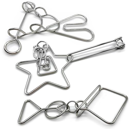 Zooshine 3 Sets Large Hard Metal Brain Teaser PuzzlesChallenging for Party GamesOffice Toy Gift for Adults and Teens - Image 1
