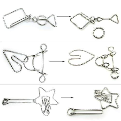 Zooshine 3 Sets Large Hard Metal Brain Teaser PuzzlesChallenging for Party GamesOffice Toy Gift for Adults and Teens - Image 5